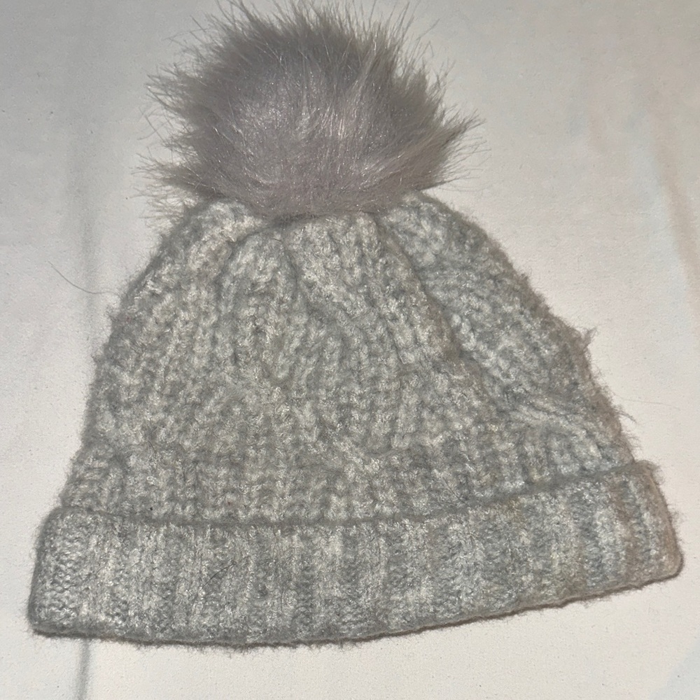 Tucker Charcoal Knit Hat with Fluffy Pom